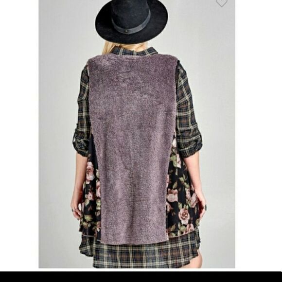 SUPER SOFT Plus sz 14 16 18 20 purple/faux fir/contrast  Vest - Picture 2 of 11